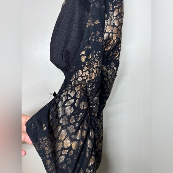 Magicsuit Black Gold Metallic Halter Bikini Tie Neck Swim Top Size 10 - Picture 6 of 13